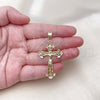 Oro Laminado Religious Pendant, Gold Filled Style Cross and Crucifix Design, Polished, Golden Finish, 05.253.0193