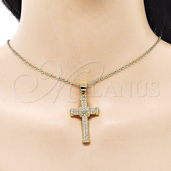 Gold Filled Pendant — Religious Pendant Cross Design with White Cubic Zirconia — alternate product view — SKU 156796 | Oro Laminado dije — Religious Pendant cruz diseño with blanco Cubic Zirconia — SKU 156796