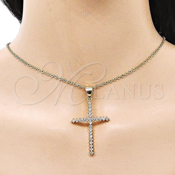 Gold Filled Pendant — Religious Pendant Cross Design with White Cubic Zirconia — alternate product view — SKU 156802 | Oro Laminado dije — Religious Pendant cruz diseño with blanco Cubic Zirconia — SKU 156802
