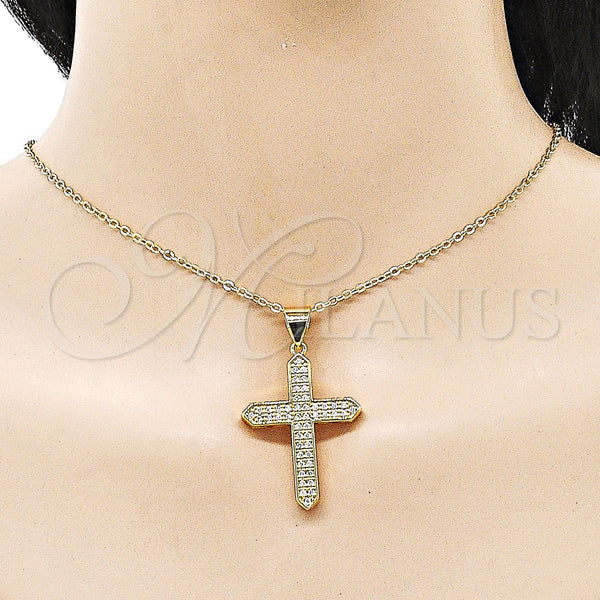 Gold Filled Pendant — Religious Pendant Cross Design with White Cubic Zirconia — alternate product view — SKU 156803 | Oro Laminado dije — Religious Pendant cruz diseño with blanco Cubic Zirconia — SKU 156803