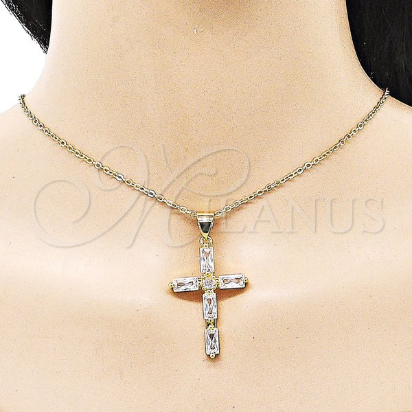 Gold Filled Pendant — Religious Pendant Cross Design with White Cubic Zirconia — alternate product view — SKU 156805 | Oro Laminado dije — Religious Pendant cruz diseño with blanco Cubic Zirconia — SKU 156805