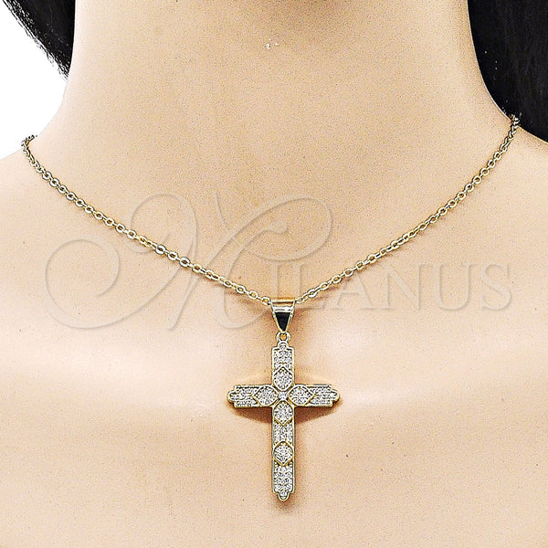 Gold Filled Pendant — Religious Pendant Cross and Four-leaf Clover Design with — alternate product view — SKU 156809 | Oro Laminado dije — Religious Pendant cruz and Four-leaf Clover diseño with — SKU 156809