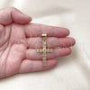 Oro Laminado Religious Pendant, Gold Filled Style Cross Design, with White Cubic Zirconia, Polished, Golden Finish, 05.342.0229