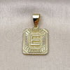 Oro Laminado Fancy Pendant, Gold Filled Style Initials Design, Polished, Golden Finish, 05.411.0039
