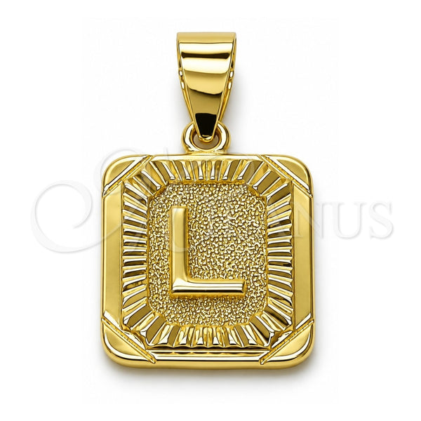 Oro Laminado Fancy Pendant, Gold Filled Style Initials Design, Polished, Golden Finish, 05.411.0040