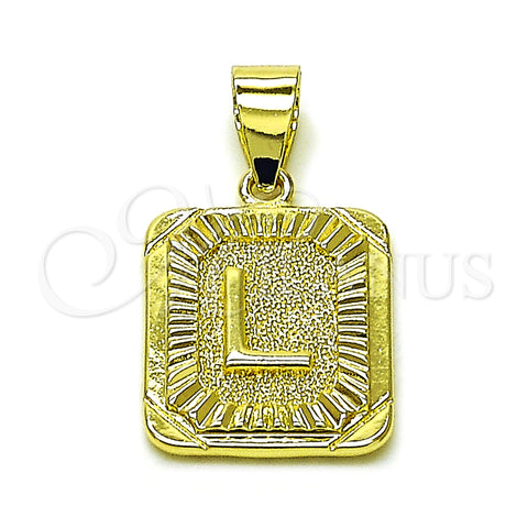 Oro Laminado Fancy Pendant, Gold Filled Style Initials Design, Polished, Golden Finish, 05.411.0040