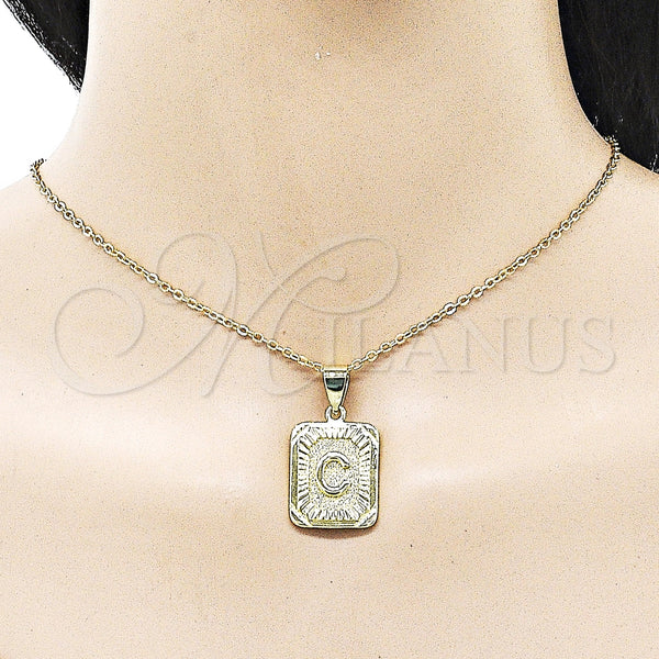 Gold Filled Pendant — Fancy Pendant Initials Design Diamond Cutting 05. — alternate product view — SKU 156824 | Oro Laminado dije — elegante Pendant Initials diseño Diamond Cutting 05. — SKU 156824