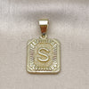 Oro Laminado Fancy Pendant, Gold Filled Style Initials Design, Polished, Golden Finish, 05.411.0042