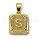 Oro Laminado Fancy Pendant, Gold Filled Style Initials Design, Polished, Golden Finish, 05.411.0042