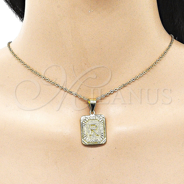 Gold Filled Pendant — Fancy Pendant Initials Design Diamond Cutting 05. — alternate product view — SKU 156827 | Oro Laminado dije — elegante Pendant Initials diseño Diamond Cutting 05. — SKU 156827