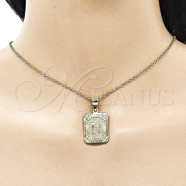 Gold Filled Pendant — Fancy Pendant Initials Design Diamond Cutting 05. — alternate product view — SKU 156830 | Oro Laminado dije — elegante Pendant Initials diseño Diamond Cutting 05. — SKU 156830