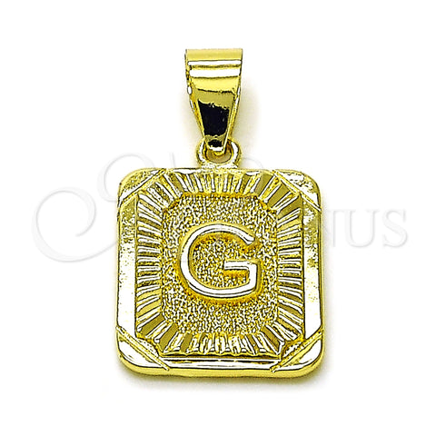 Oro Laminado Fancy Pendant, Gold Filled Style Initials Design, Diamond Cutting Finish, Golden Finish, 05.411.0049