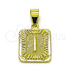 Oro Laminado Fancy Pendant, Gold Filled Style Initials Design, Diamond Cutting Finish, Golden Finish, 05.411.0051