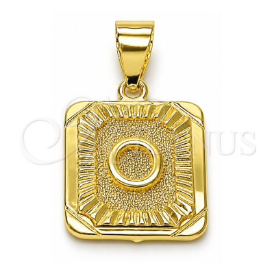 Oro Laminado Fancy Pendant, Gold Filled Style Initials Design, Diamond Cutting Finish, Golden Finish, 05.411.0052