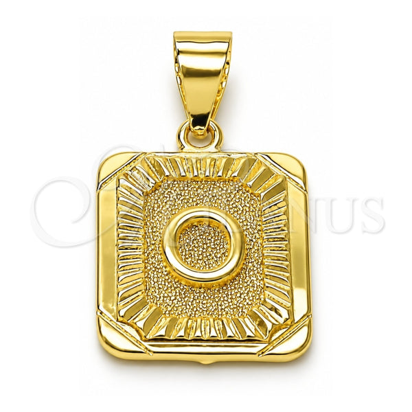 Oro Laminado Fancy Pendant, Gold Filled Style Initials Design, Diamond Cutting Finish, Golden Finish, 05.411.0052