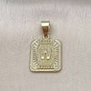 Oro Laminado Fancy Pendant, Gold Filled Style Initials Design, Diamond Cutting Finish, Golden Finish, 05.411.0053
