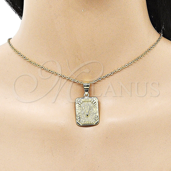 Gold Filled Pendant — Fancy Pendant Initials Design Diamond Cutting 05. — alternate product view — SKU 156839 | Oro Laminado dije — elegante Pendant Initials diseño Diamond Cutting 05. — SKU 156839