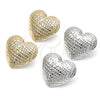 Oro Laminado Stud Earring, Gold Filled Style Heart and Hollow Design, Diamond Cutting Finish, Golden Finish, 02.411.0041