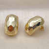 Oro Laminado Stud Earring, Gold Filled Style Chunky Design, Polished, Golden Finish, 02.411.0047