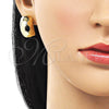Oro Laminado Stud Earring, Gold Filled Style Disco Design, Polished, Golden Finish, 02.411.0047