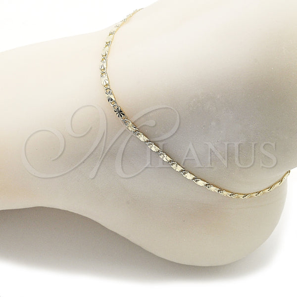 Gold Filled Anklet — Basic Anklet Mariner Design Diamond Cutting 03. Thickness — alternate product view — SKU 156863 | Oro Laminado tobillera — básico Anklet Mariner diseño Diamond Cutting 03. Thickness — SKU 156863