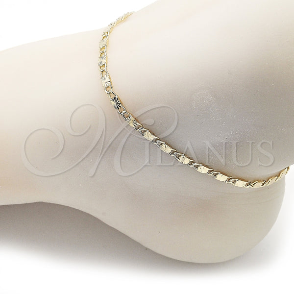 Gold Filled Anklet — Basic Anklet Mariner Design Diamond Cutting 03. 03 — alternate product view — SKU 156864 | Oro Laminado tobillera — básico Anklet Mariner diseño Diamond Cutting 03. 03 — SKU 156864