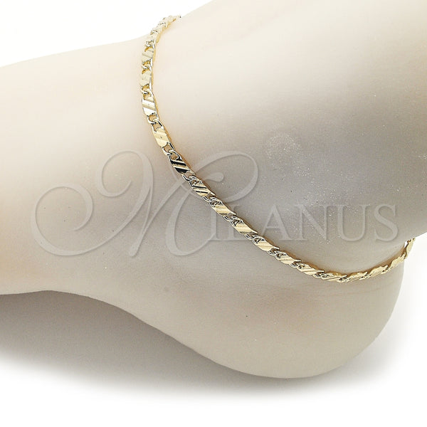 Gold Filled Anklet — Basic Anklet Mariner Design Diamond Cutting 03. 03 — alternate product view — SKU 156865 | Oro Laminado tobillera — básico Anklet Mariner diseño Diamond Cutting 03. 03 — SKU 156865