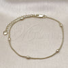 Oro Laminado Basic Anklet, Gold Filled Style Rat Tail and Ball Design, Polished, Golden Finish, 03.213.0295.09 (01 MM Thickness, 9 Inches Length)