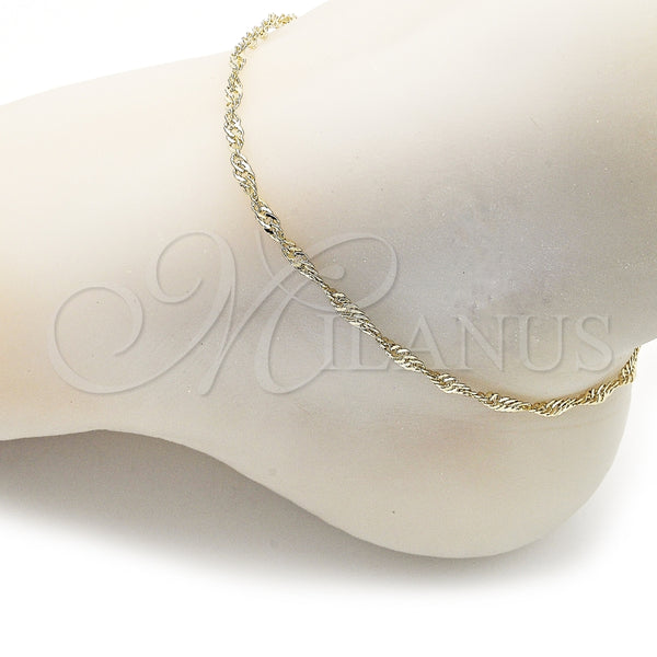 Gold Filled Anklet — Basic Anklet Singapore Design Diamond Cutting 03. 03 — alternate product view — SKU 156870 | Oro Laminado tobillera — básico Anklet Singapore diseño Diamond Cutting 03. 03 — SKU 156870
