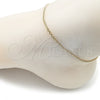 Oro Laminado Basic Anklet, Gold Filled Style Miami Cuban Design, Diamond Cutting Finish, Golden Finish, 04.213.0157.09 (02 MM Thickness, 9 Inches Length)