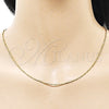 Oro Laminado Basic Necklace, Gold Filled Style Rat Tail and Twist Design, Diamond Cutting Finish, Golden Finish, 04.341.0126.20