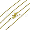 Oro Laminado Basic Necklace, Gold Filled Style Rat Tail and Twist Design, Diamond Cutting Finish, Golden Finish, 04.341.0126.20 (01 MM Thickness, 20 Inches Length)