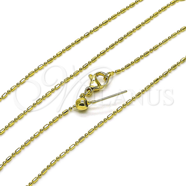 Oro Laminado Basic Necklace, Gold Filled Style Ball Design, Polished, Golden Finish, 04.341.0128.20 (01 MM Thickness, 20 Inches Length)