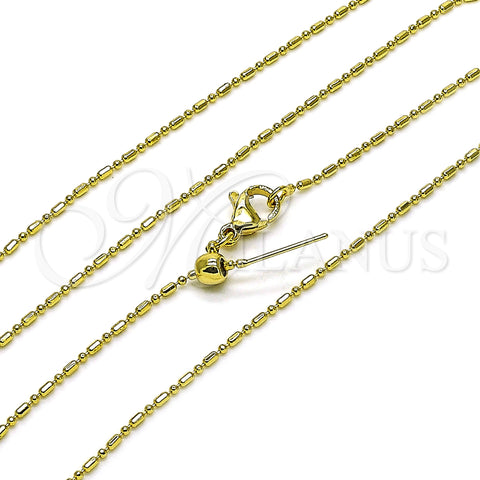 Oro Laminado Basic Necklace, Gold Filled Style Ball Design, Polished, Golden Finish, 04.341.0128.20 (01 MM Thickness, 20 Inches Length)