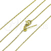 Oro Laminado Basic Necklace, Gold Filled Style Diamond Cutting Finish, Golden Finish, 04.341.0130.20 (01 MM Thickness, 20 Inches Length)