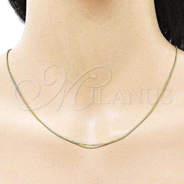 Gold Filled Necklace — Basic Necklace Box Design Polished 04. 01 MM — alternate product view — SKU 156891 | Oro Laminado collar — básico Necklace Box diseño pulido 04. 01 MM — SKU 156891