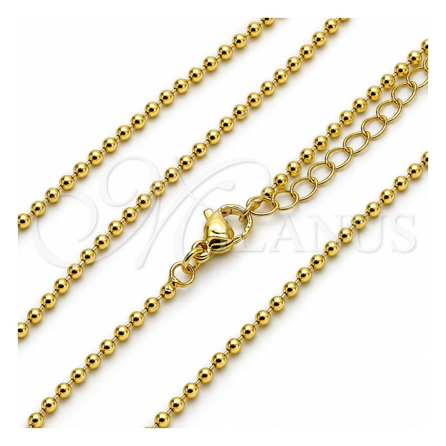 Oro Laminado Basic Necklace, Gold Filled Style Ball Design, Polished, Golden Finish, 04.341.0137.18 (02 MM Thickness, 17 Inches Length)
