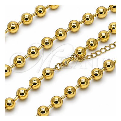 Oro Laminado Basic Necklace, Gold Filled Style Ball Design, Polished, Golden Finish, 04.341.0138.18 (08 MM Thickness, 18 Inches Length)