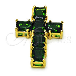 Gold Filled Pendant — Religious Pendant Cross Design with Green Cubic Zirconia — main product view — SKU 156905 | Oro Laminado dije — Religious Pendant cruz diseño with Green Cubic Zirconia — SKU 156905