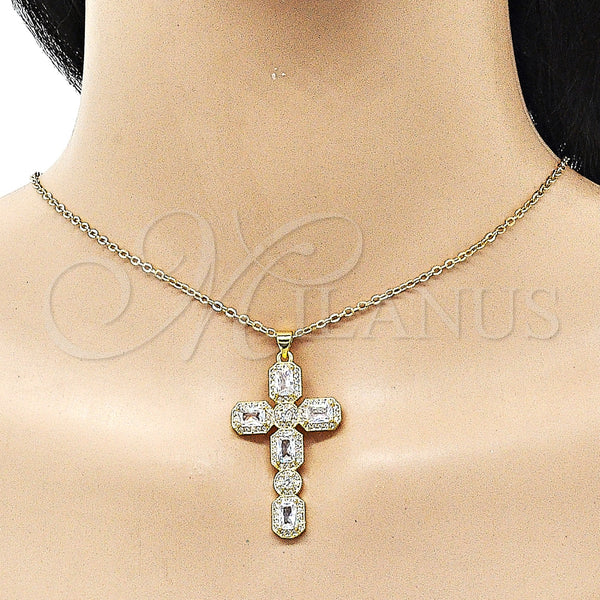 Gold Filled Pendant — Fancy Pendant Cross Design with White Cubic Zirconia — alternate product view — SKU 156907 | Oro Laminado dije — elegante Pendant cruz diseño with blanco Cubic Zirconia — SKU 156907