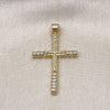 Oro Laminado Fancy Pendant, Gold Filled Style Cross Design, with White Cubic Zirconia, Polished, Golden Finish, 05.341.0102