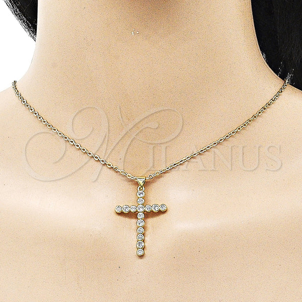 Gold Filled Pendant — Fancy Pendant Cross Design with White Cubic Zirconia — alternate product view — SKU 156915 | Oro Laminado dije — elegante Pendant cruz diseño with blanco Cubic Zirconia — SKU 156915