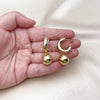 Oro Laminado Small Hoop, Gold Filled Style Ball and Hollow Design, Polished, Golden Finish, 02.341.0228.20