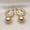 Oro Laminado Small Hoop, Gold Filled Style Ball and Hollow Design, Polished, Golden Finish, 02.341.0228.20