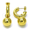 Oro Laminado Small Hoop, Gold Filled Style Ball and Hollow Design, Polished, Golden Finish, 02.341.0228.20