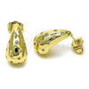 Oro Laminado Stud Earring, Gold Filled Style Teardrop and Star Design, with White Cubic Zirconia, Polished, Golden Finish, 02.283.0143