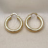 Oro Laminado Medium Hoop, Gold Filled Style Hollow Design, Diamond Cutting Finish, Golden Finish, 02.213.0262.30