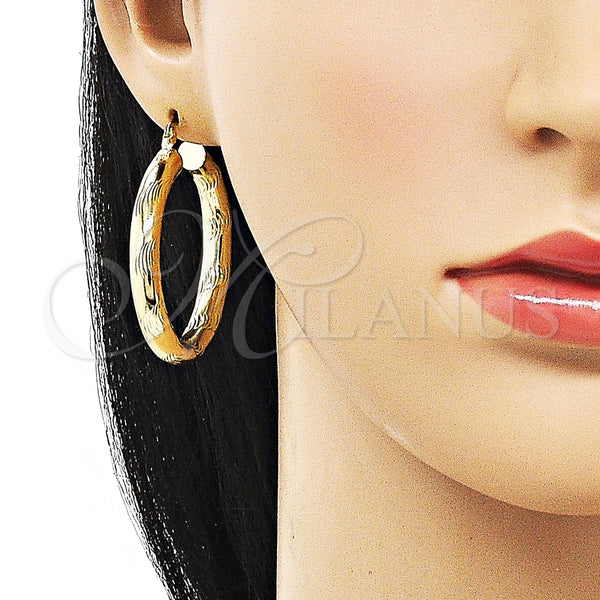 Gold Filled Hoop Earrings — Medium Hoop Hollow Design Diamond Cutting 02. — alternate product view — SKU 156935 | Oro Laminado aretes de aro — Medium Hoop Hollow diseño Diamond Cutting 02. — SKU 156935