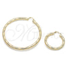 Oro Laminado Extra Large Hoop, Gold Filled Style Hollow Design, Diamond Cutting Finish, Golden Finish, 02.213.0228.80