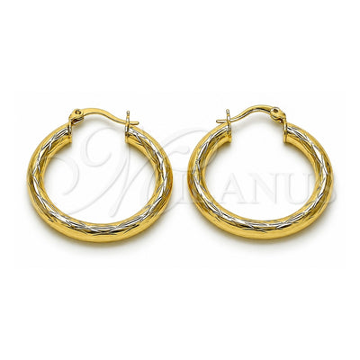 Oro Laminado Medium Hoop, Gold Filled Style Hollow Design, Diamond Cutting Finish, Golden Finish, 02.213.0753.30